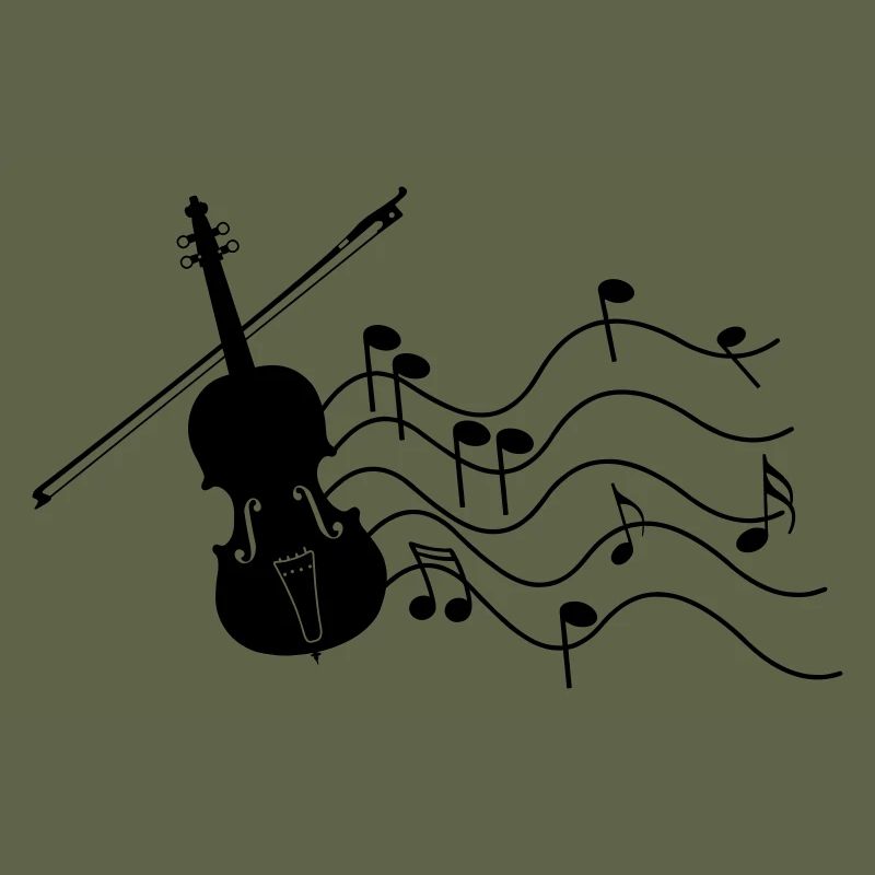 Violin with music notes shadow image,
