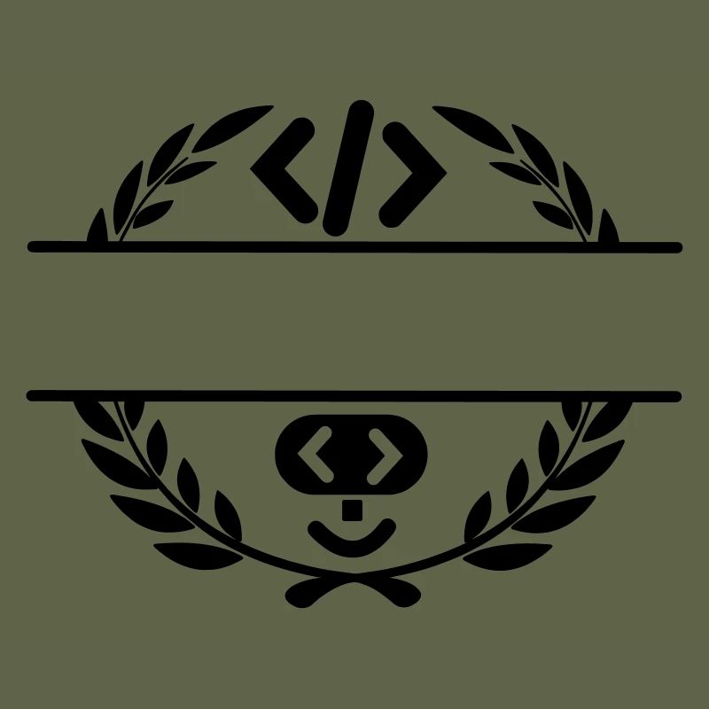 Code-Logo und Code-Smiley im Lorbeerkranz