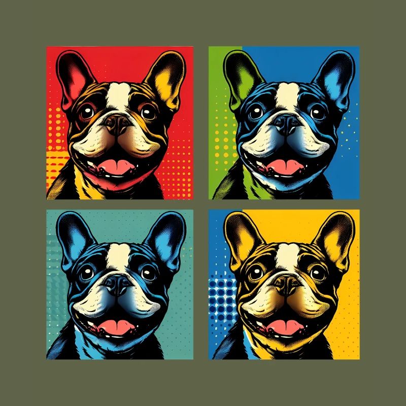 Frenchie Pop Art Bubbles, Pancake, Chonk, Nibbles