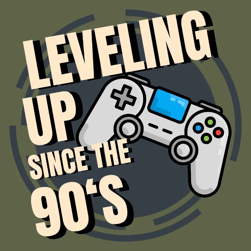 Retro game controller with 90s text