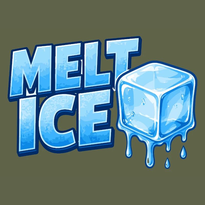 Melt Eis Eiswürfel Typo