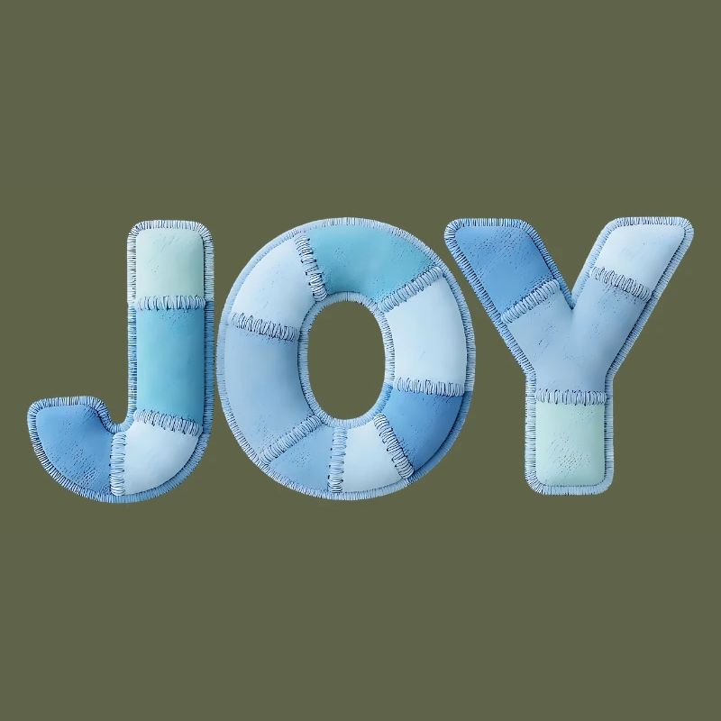 Blue Patchwork Joy Schriftzug