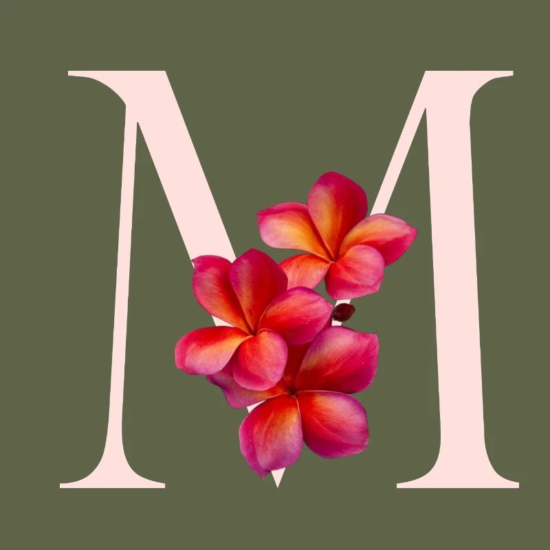 Monogramme M avec fleur rose