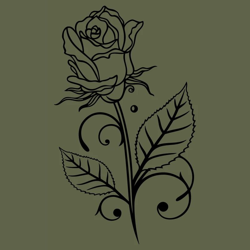Rose mit Blättern