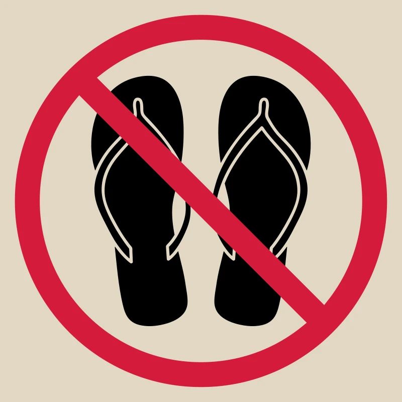 no flip flops prohibited shield zone area clipa