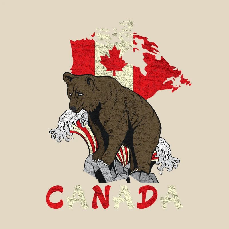Conception d'ours du Canada avec carte et drapeau