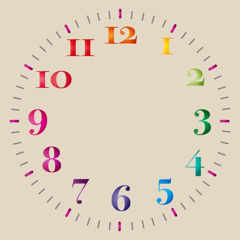 Dial with colored digits without clock hands