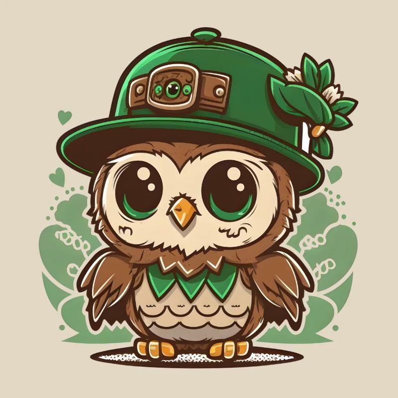 St. Patrick s Day Kawaii Eule mit Hut