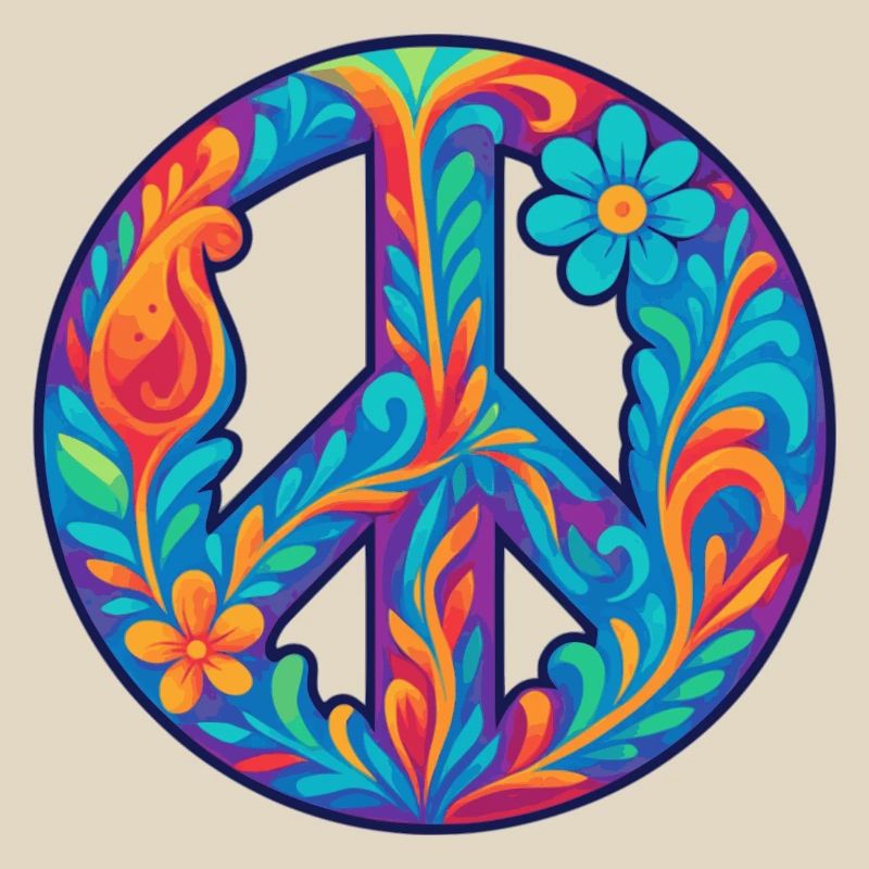 Floral Pattern Peace Symbol Design