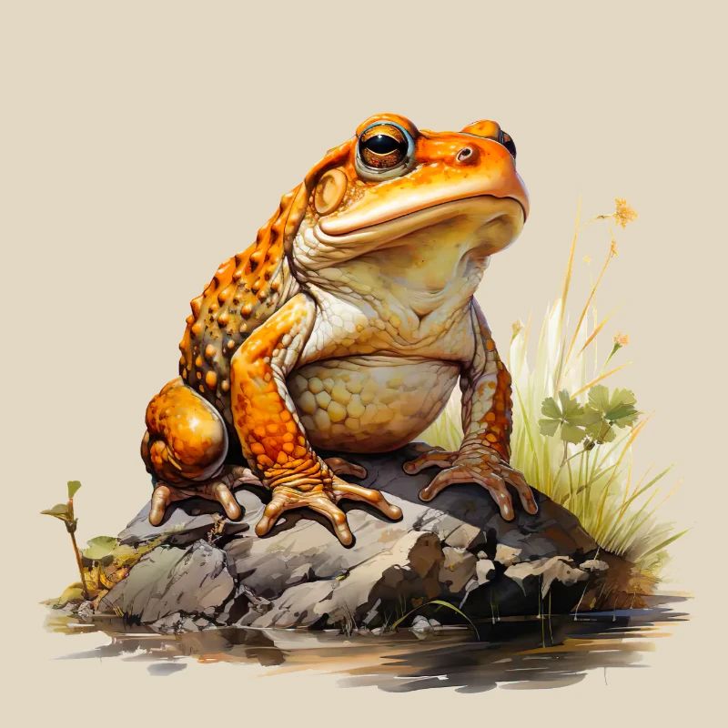 Orange-red frog or toad on stone