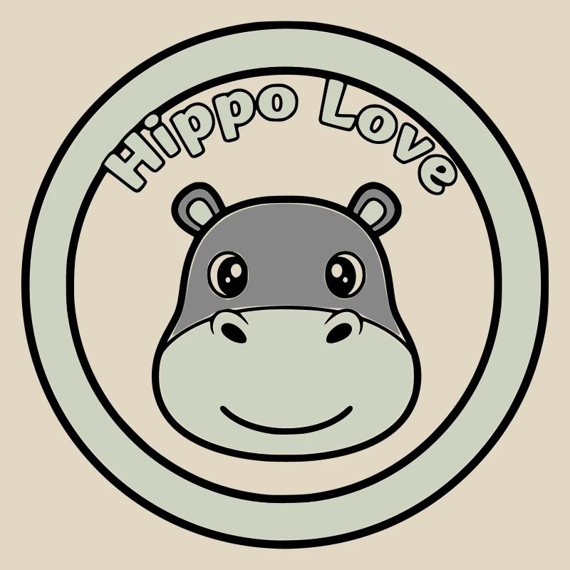 Hippo Love Nilpferd Logo Abzeichen