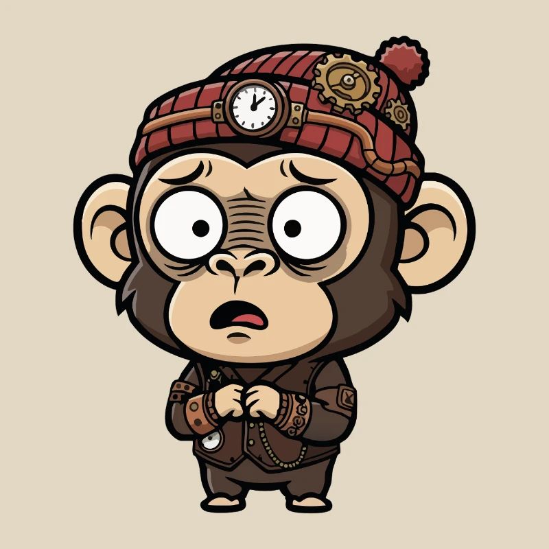 Monkey Inventor Steampunk Clock Hat