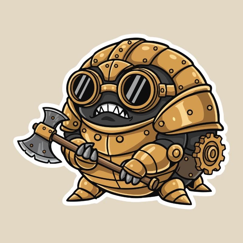 Sowbug Warrior Steampunk Axe Copper Armor