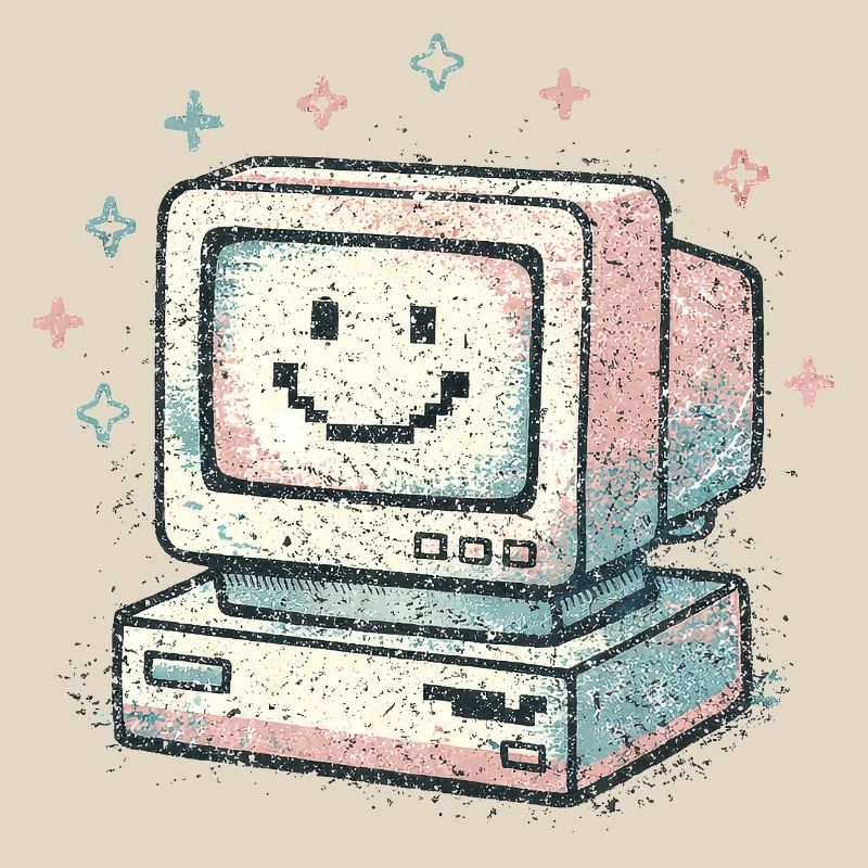 Cute Retro Computer Vintage 80s Tech Style