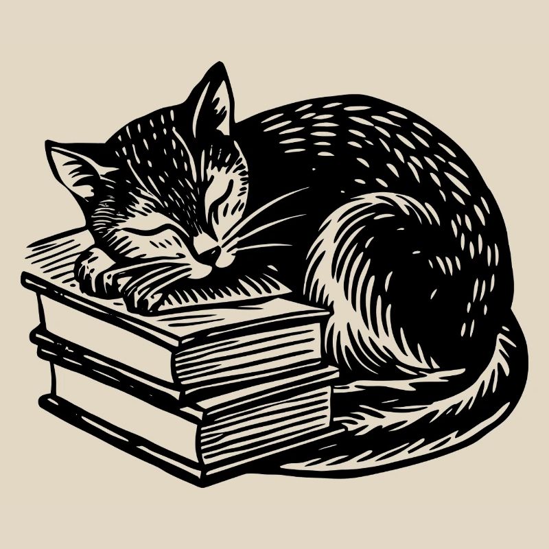 Cat sleeping on book