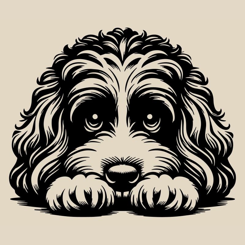 Cavapoo Kopf mit Pfoten