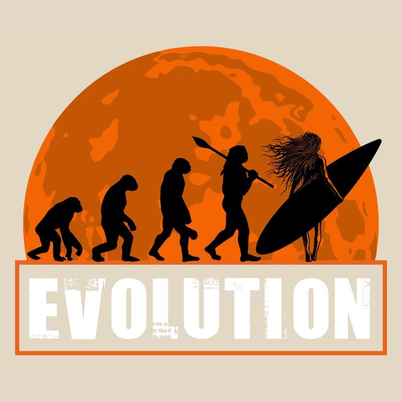 Évolution de la silhouette vintage du coucher de soleil surf
