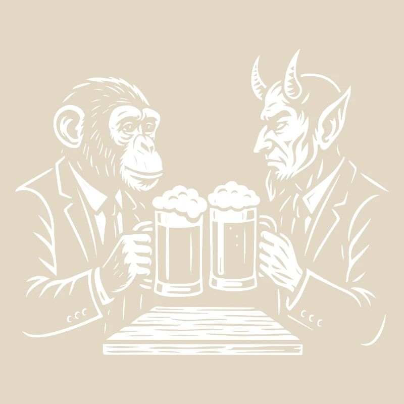 Monkey and Devil are Toasting Beer 