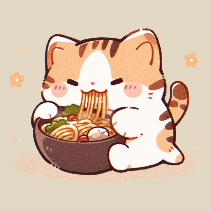 Mème de chat mangeant des spaghettis