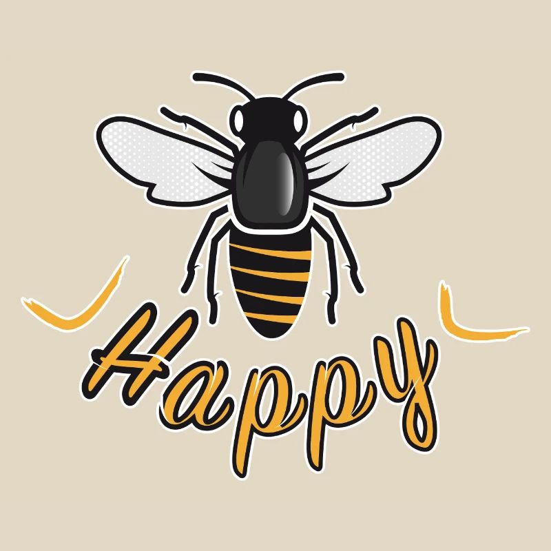 Abeille heureuse avec l’inscription « Happy »