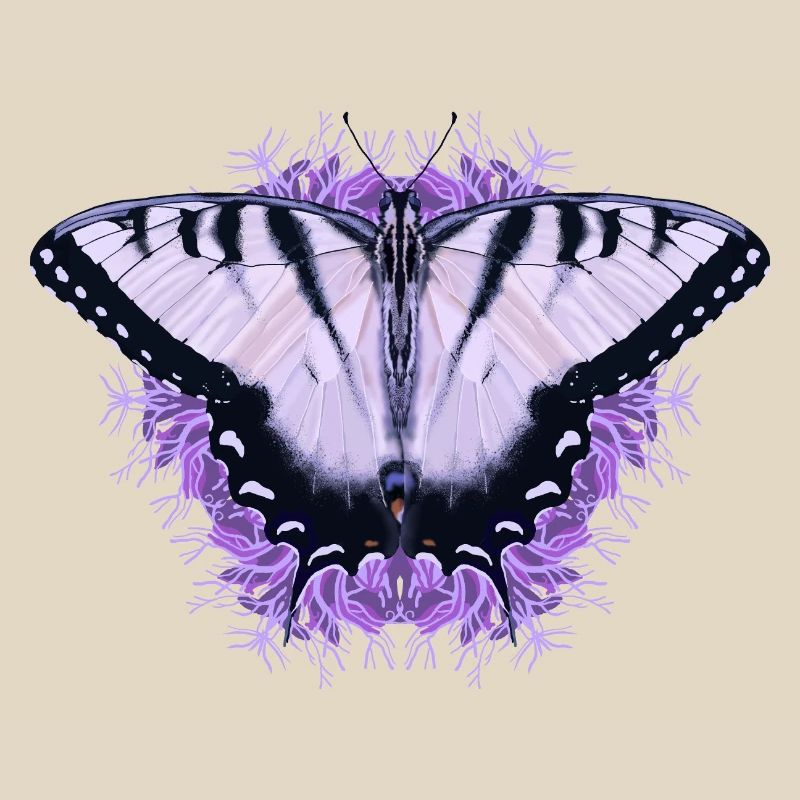 Papillon blanc à fleur pourpre