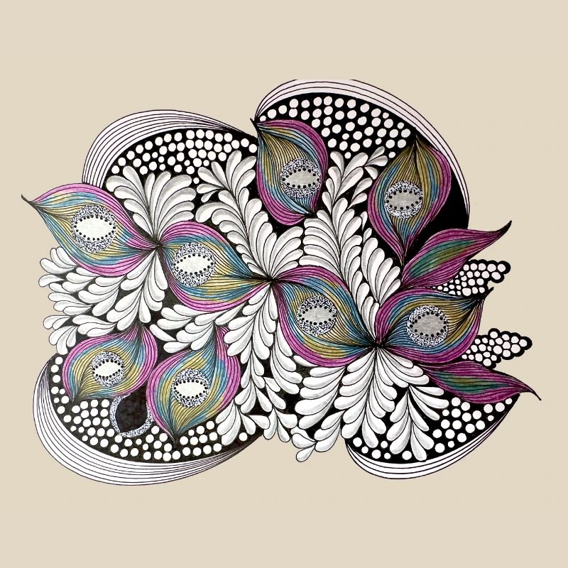Peacock Feather Doodle Pattern