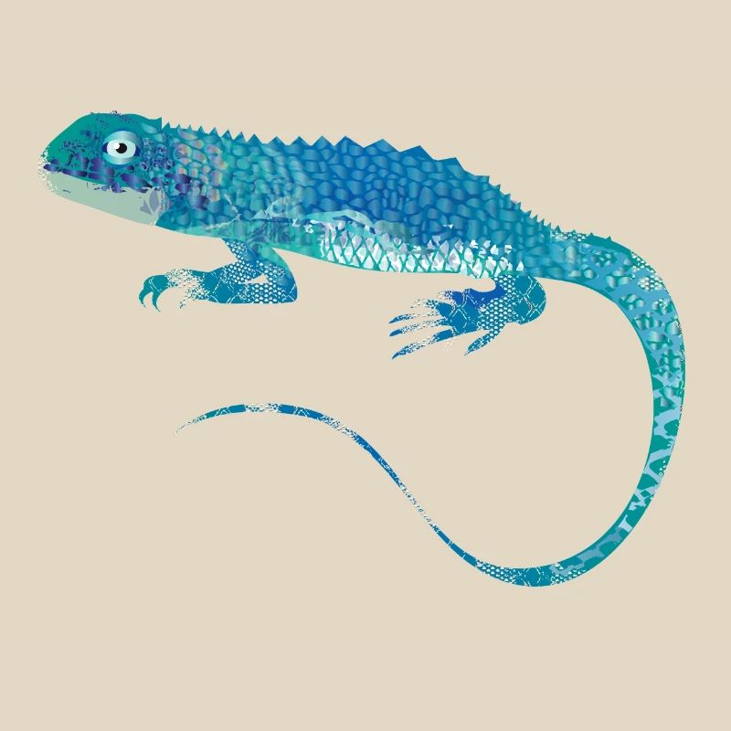 blue iguana collage of different patterns