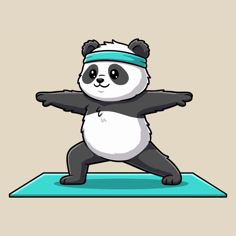 Yoga Panda Bear Doing Warrior Pose