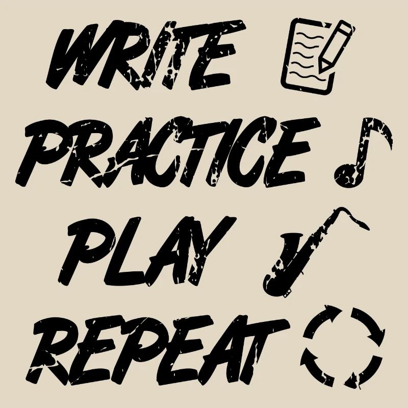 Writing, practicing, playing, repeating