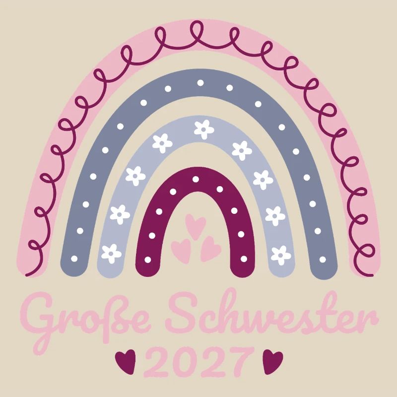 Große Schwester 2027 Boho Regenbogen pastell