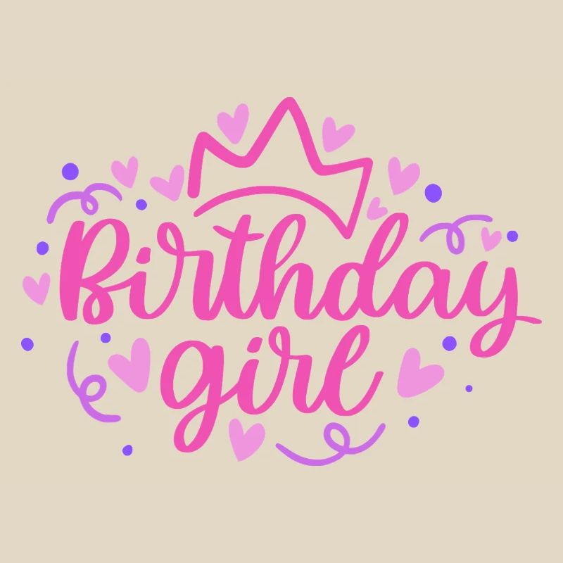 Birthday Girlie mit Krone Herzchen Konfetti