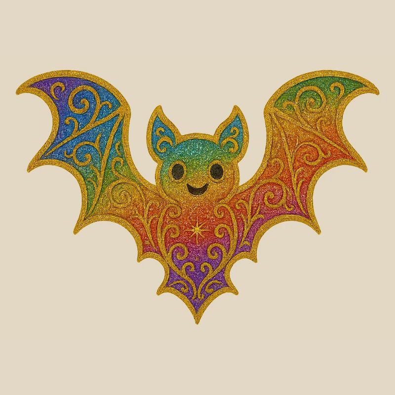 Rainbow bat with glitter border