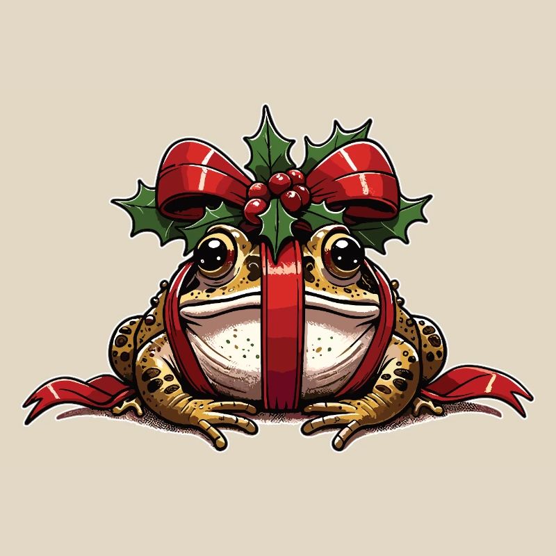 Mistle-Toad Funny Christmas Toad Frog