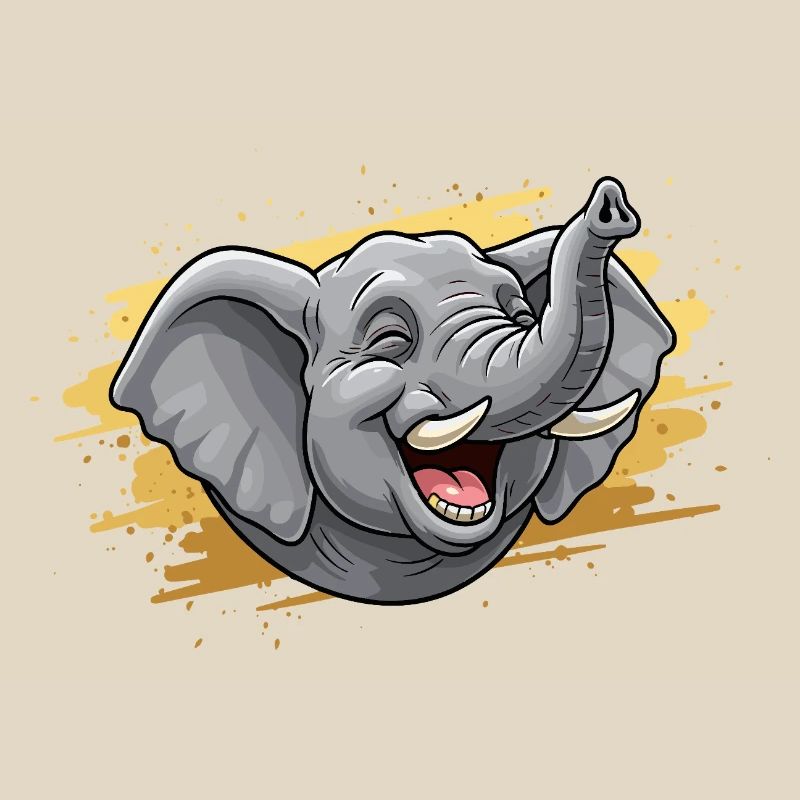 Laughing Elephant Head Comic