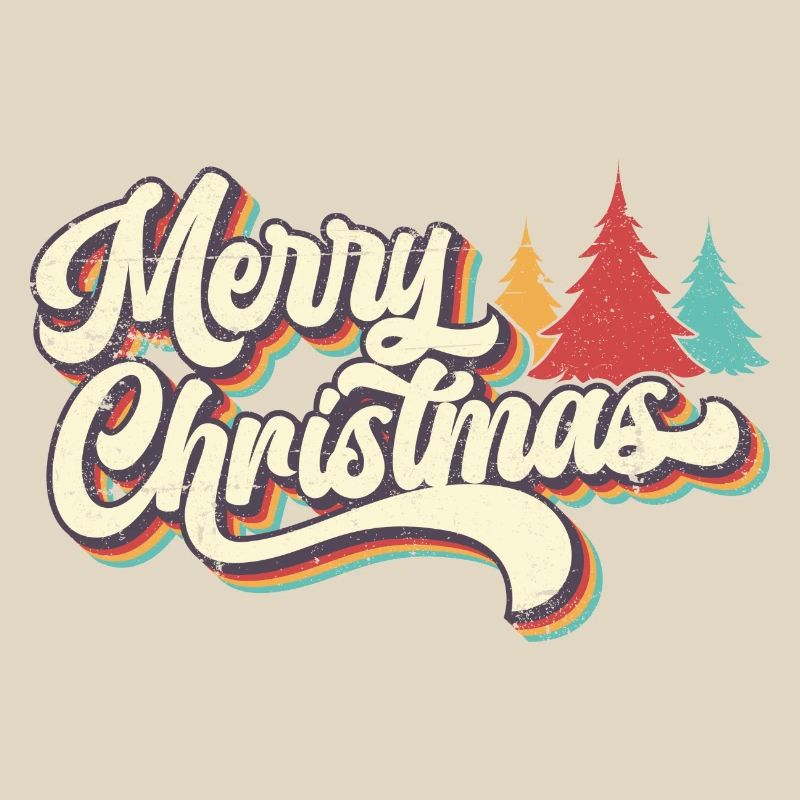 Rétro Joyeux Noël Arc-en-ciel Script