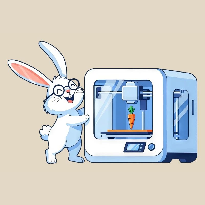 Lustiges Kaninchen Nerd Programmierer 3D Drucker
