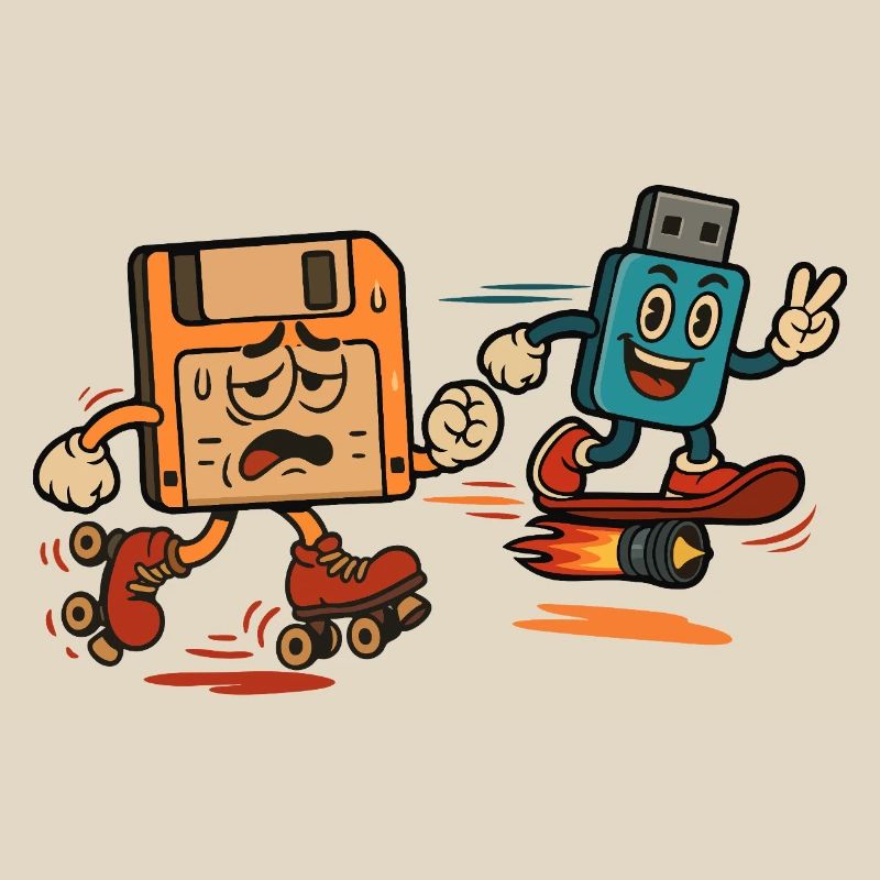 Floppy Disk vs USB Drive Sarcastic 80s Joke