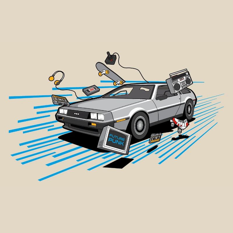 Delorean Oldtimer Youngtimer Retro Future bleu 80s