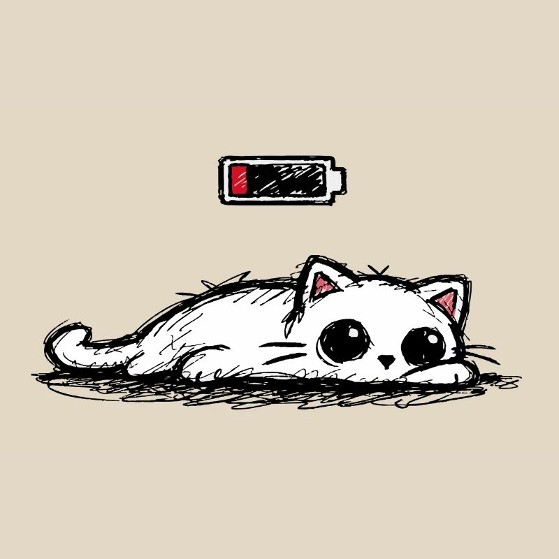 Battery low – Süße Katze Minimal Statement