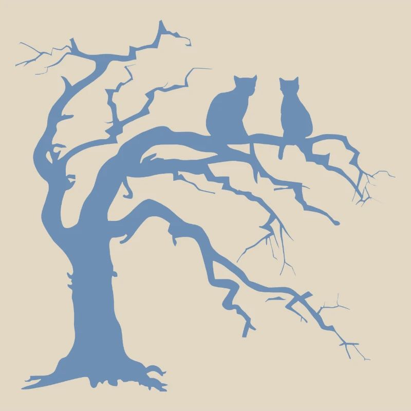 Toter baum mit 2 Katzen Silhouette
