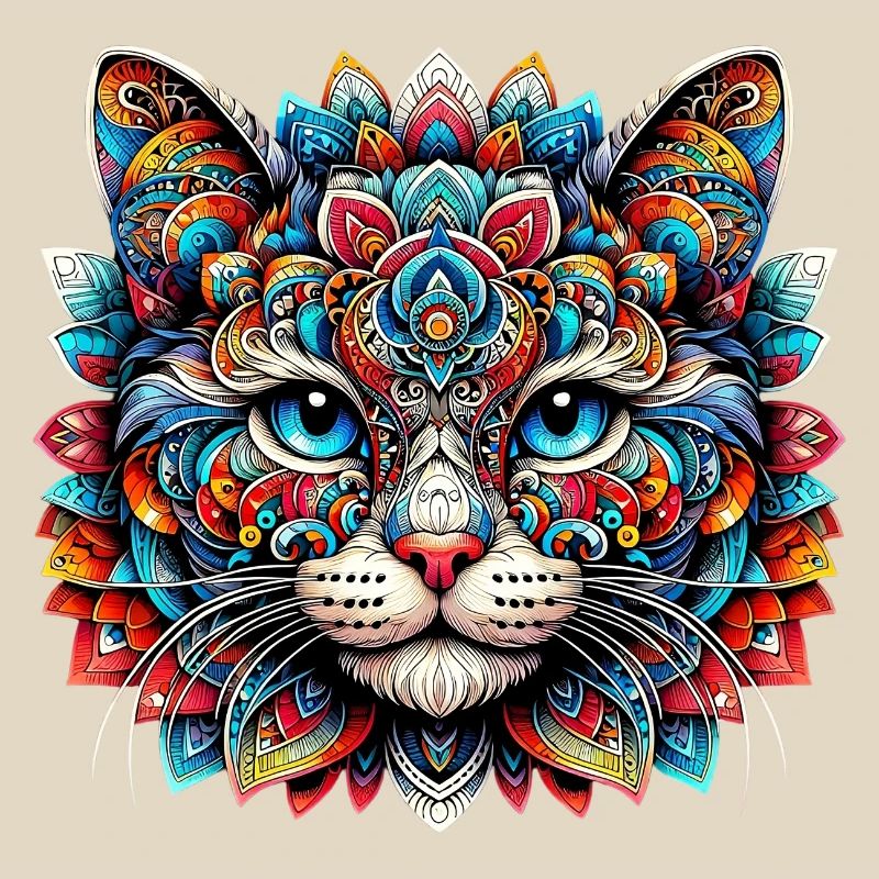 Chat décoré de Mandalas