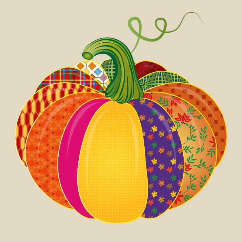Patchwork Pumpkin – Colorful Patterned Autumn Decoration