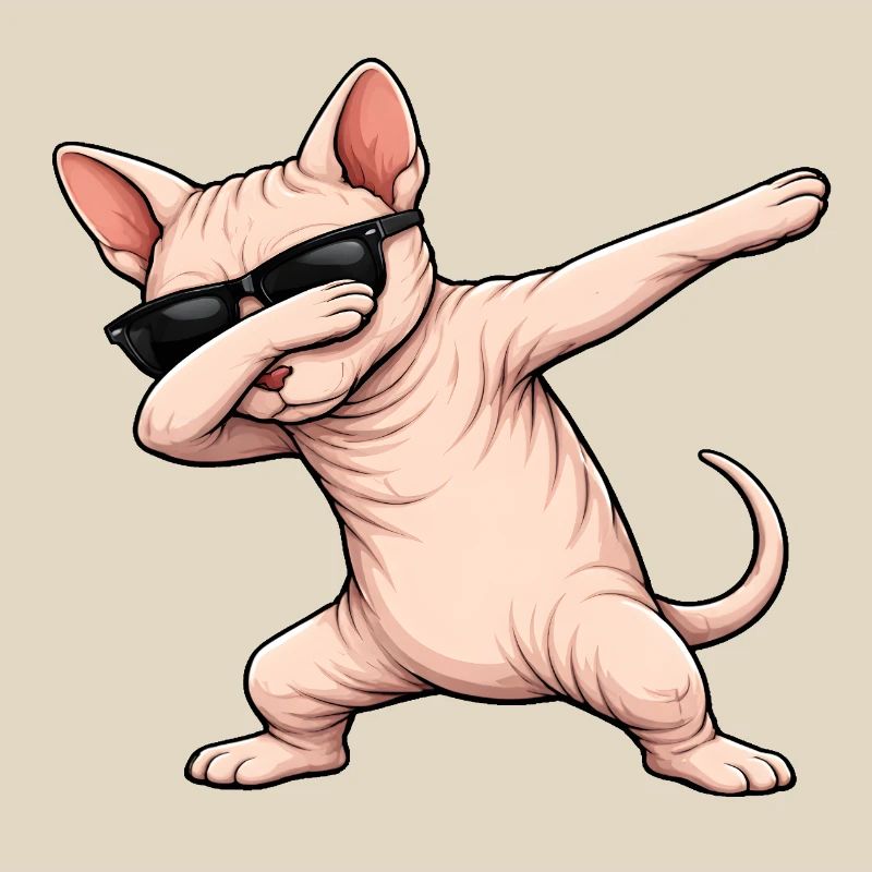 Dabbing Sphynx Katze