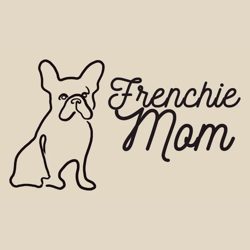 Frenchie Mom Silhouette Script Lineart