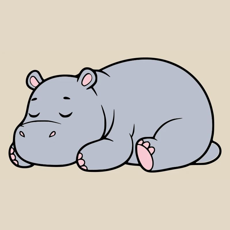 Sleeping Hippopotamus Tired Lazy Vector