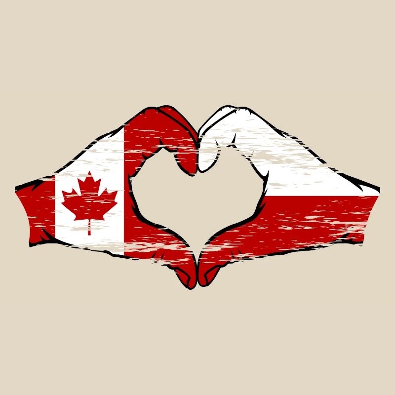 Drapeau du Canada de la Pologne Forme de coeur utilisé