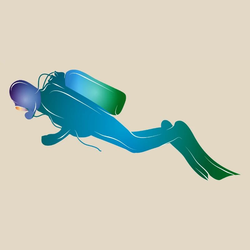 Silhouette de plongeur dans les tons bleu-vert