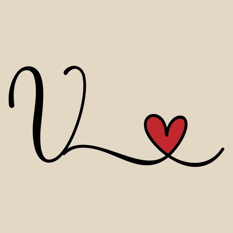 Letter V Monogram Initial Heart