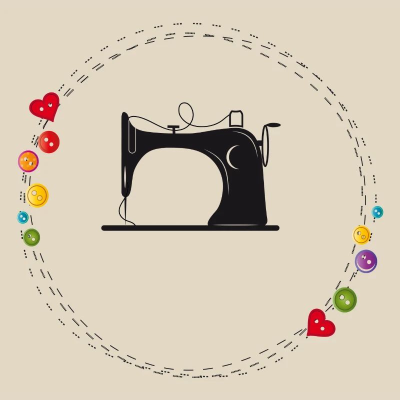 nostalgic stylized sewing machine with buttons