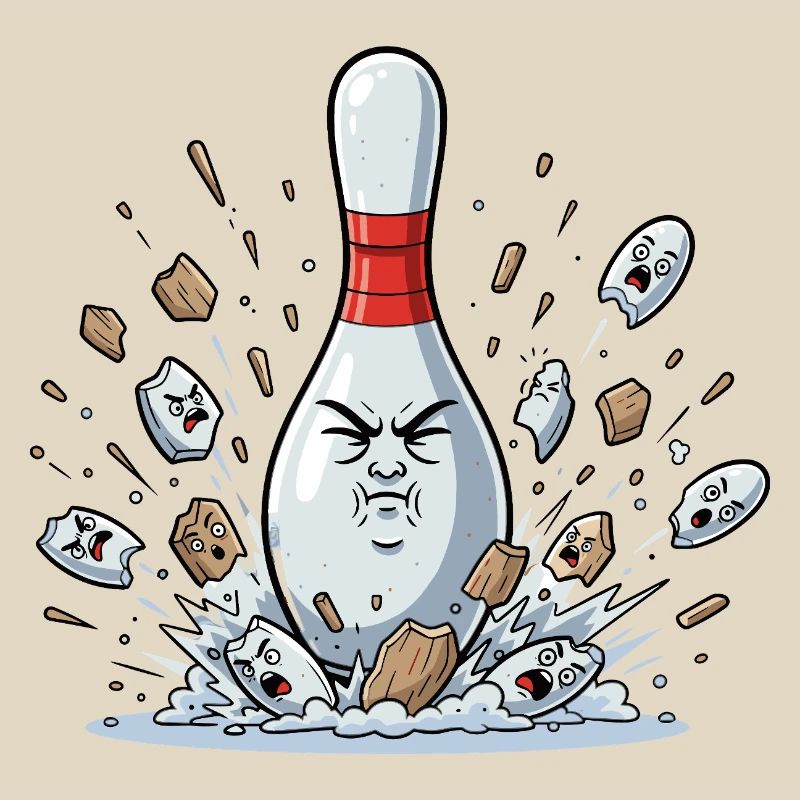 Exploding Bowling Pin Cartoon